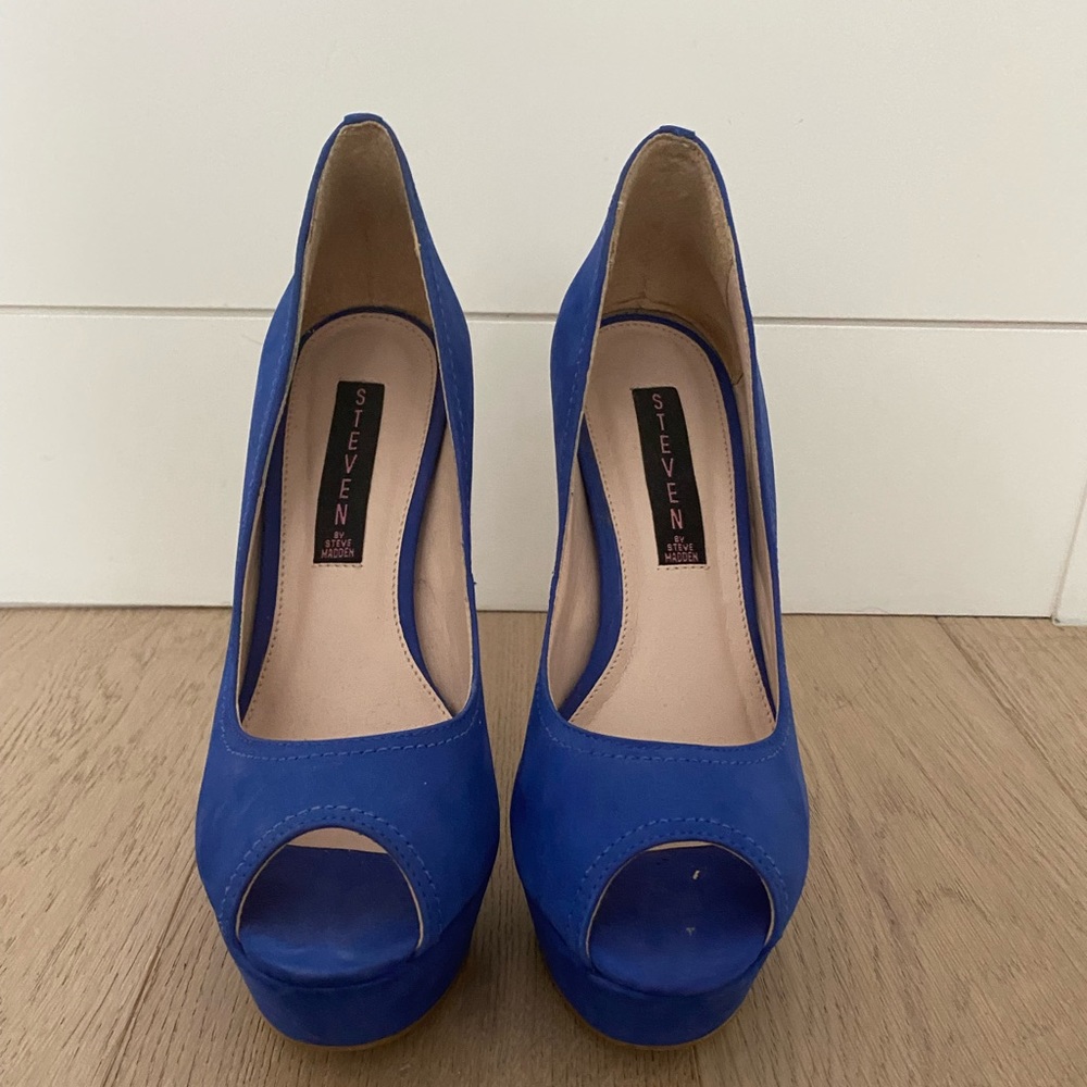 Steven by Steve Madden Blue Suede Platform Heels